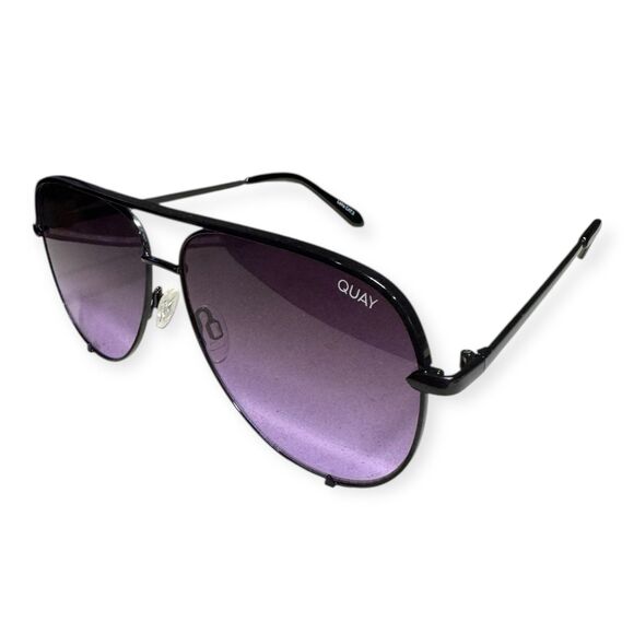Quay Australia High Key Aviator Sunglasses Purple Black Fade Lenses Metal Frame main image 7